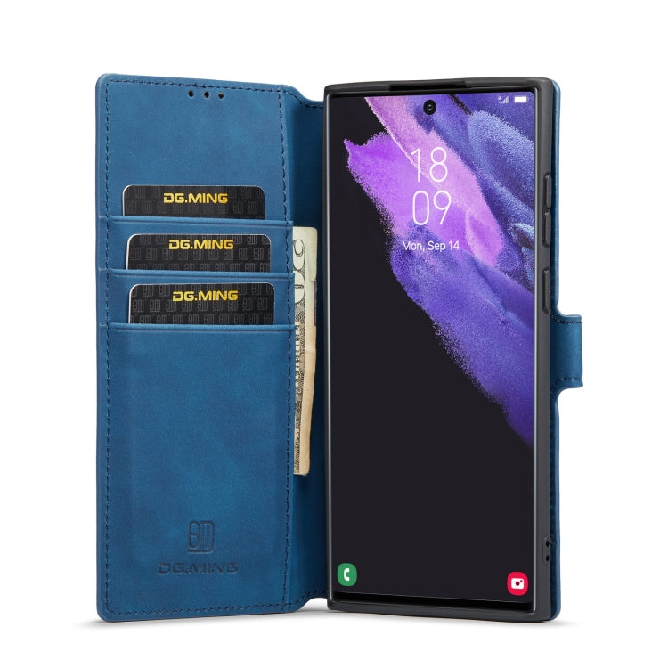 For Samsung Galaxy S22 Ultra DG.MING Retro Oil Side Horizontal Flip Leather Case with Holder & Card Slots & Wallet(Blue) - Galaxy S22 Ultra 5G Cases by DG.MING | Online Shopping UK | buy2fix