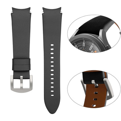 For Samsung Galaxy Watch4 40mm / 44mm Genuine Leather Watch Band(Black) - Watch Bands by buy2fix | Online Shopping UK | buy2fix