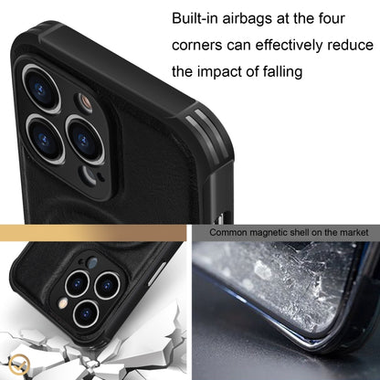 For iPhone 13 Pro Max Crazy Horse Cowhide Leather Magnetic Phone Case (Black) - iPhone 13 Pro Max Cases by buy2fix | Online Shopping UK | buy2fix