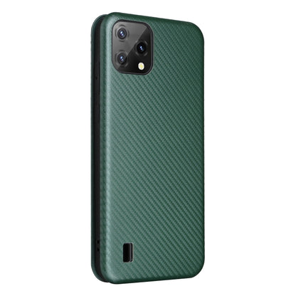 For Blackview A55 Carbon Fiber Texture Horizontal Flip PU Phone Case(Green) - More Brand by buy2fix | Online Shopping UK | buy2fix