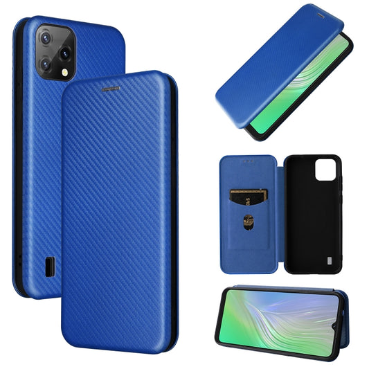 For Blackview A55 Carbon Fiber Texture Horizontal Flip PU Phone Case(Blue) - More Brand by buy2fix | Online Shopping UK | buy2fix