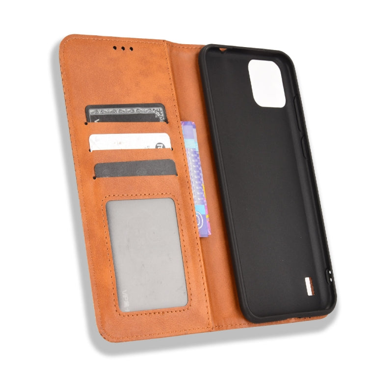 For Blackview A55 Magnetic Buckle Retro Crazy Horse Leather Phone Case(Brown) - More Brand by buy2fix | Online Shopping UK | buy2fix