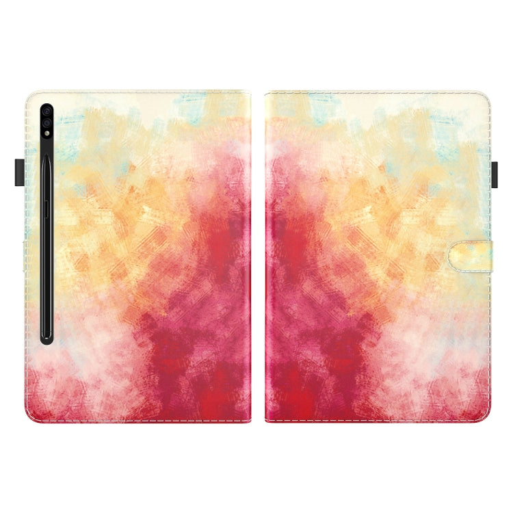 For Samsung Galaxy Tab S9 Watercolor Pattern Flip Leather Tablet Case(Spring Cherry) - Galaxy Tab S9 Cases by buy2fix | Online Shopping UK | buy2fix