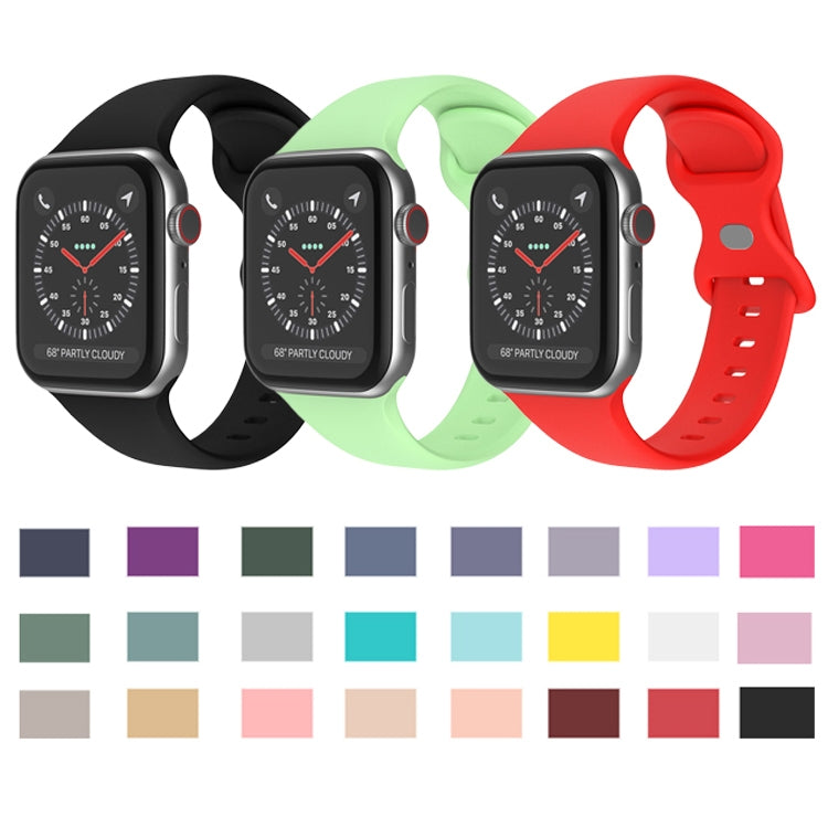 Butterfly Buckle Silicone Watch Band, Size: L For Apple Watch Ultra 49mm&Watch Ultra 2 49mm / Series 9&8&7 45mm / SE 3&SE 2&6&SE&5&4 44mm / 3&2&1 42mm(Retro Rose) - Watch Bands by buy2fix | Online Shopping UK | buy2fix