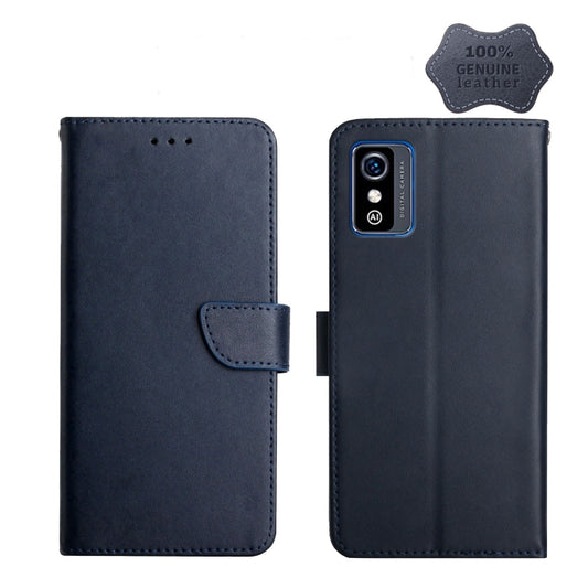 For ZTE Blade L9 Genuine Leather Fingerprint-proof Horizontal Flip Phone Case(Blue) - ZTE Cases by buy2fix | Online Shopping UK | buy2fix