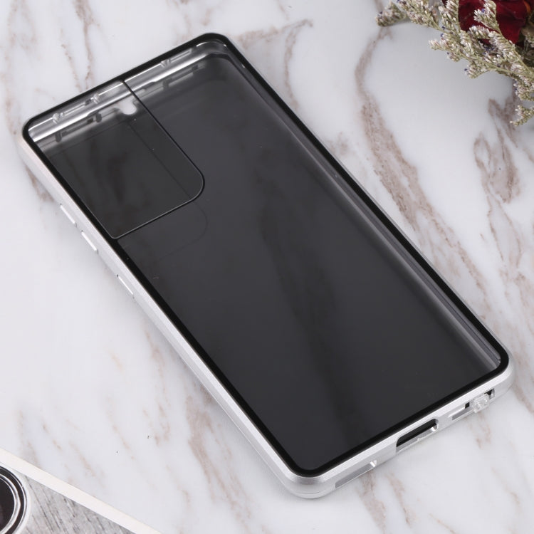 For Samsung Galaxy S21 Ultra 5G Anti-peeping Magnetic Double-sided Tempered Glass Phone Case(Silver) - Galaxy S21 Ultra 5G Cases by buy2fix | Online Shopping UK | buy2fix