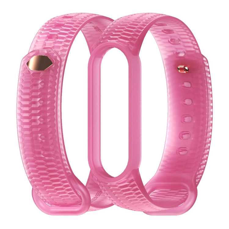 For Xiaomi Mi Band 5/6/7 Mijobs Translucent Color Honeycomb Silicone Watch Band(Pink) - Watch Bands by MIJOBS | Online Shopping UK | buy2fix