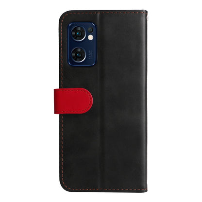 For OPPO Find X5 Lite / Reno7 5G Global Stitching-Color Flip Leather Phone Case(Red) - OPPO Cases by buy2fix | Online Shopping UK | buy2fix