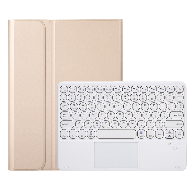 YA08B-A  Lambskin Texture Voltage Round Keycap Bluetooth Keyboard Leather Case with Touchpad For Samsung Galaxy Tab A8 10.5 2021 SM-X200 / SM-X205(Gold) - Samsung Keyboard by buy2fix | Online Shopping UK | buy2fix