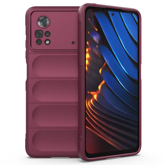 For Xiaomi Poco X4 Pro 5G Magic Shield TPU + Flannel Phone Case(Wine Red) - Xiaomi Cases by buy2fix | Online Shopping UK | buy2fix