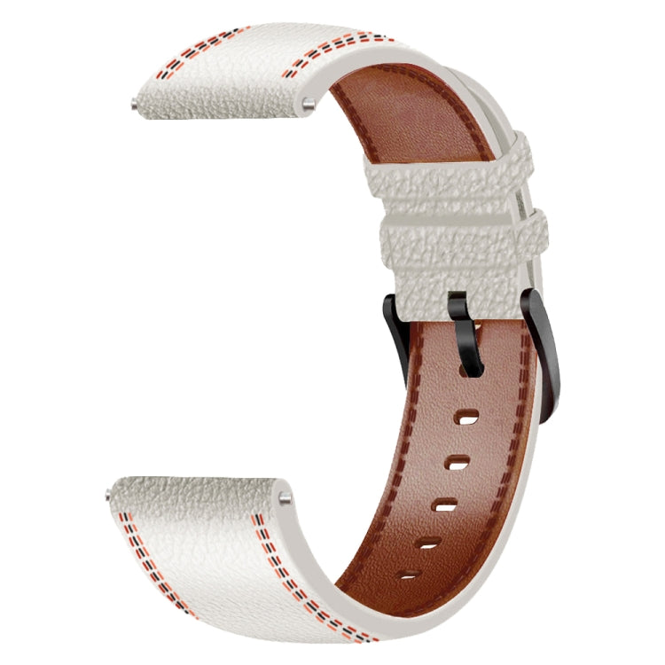 For Samsung Galaxy Watch 3 45mm Sewing Thread Genuine Leather Watch Band(White) - Watch Bands by buy2fix | Online Shopping UK | buy2fix