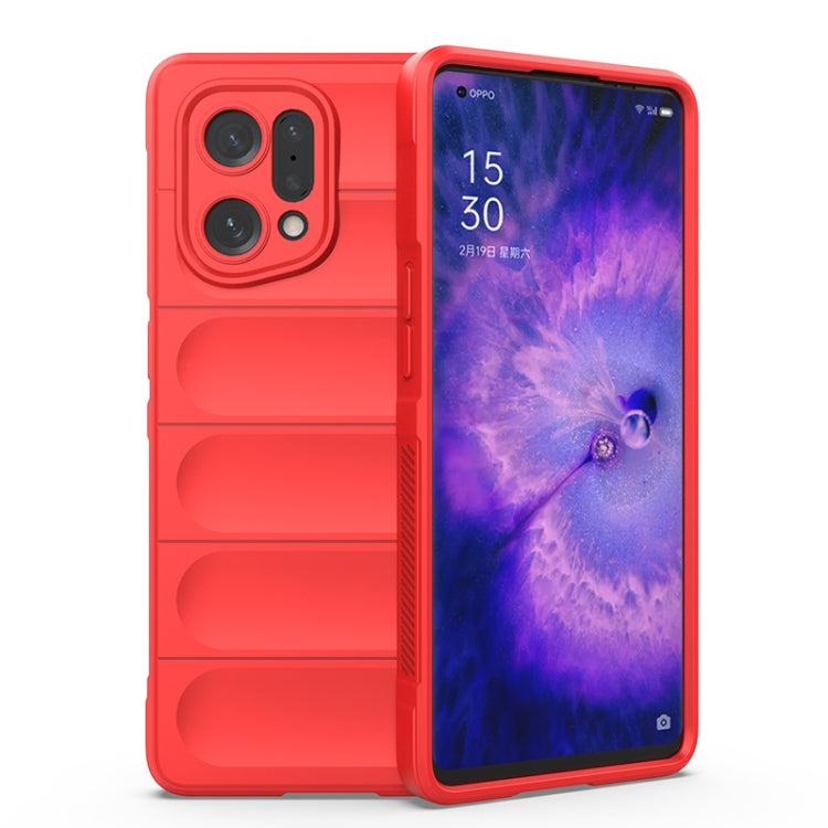 For OPPO Find X5 Magic Shield TPU + Flannel Phone Case(Red) - OPPO Cases by buy2fix | Online Shopping UK | buy2fix