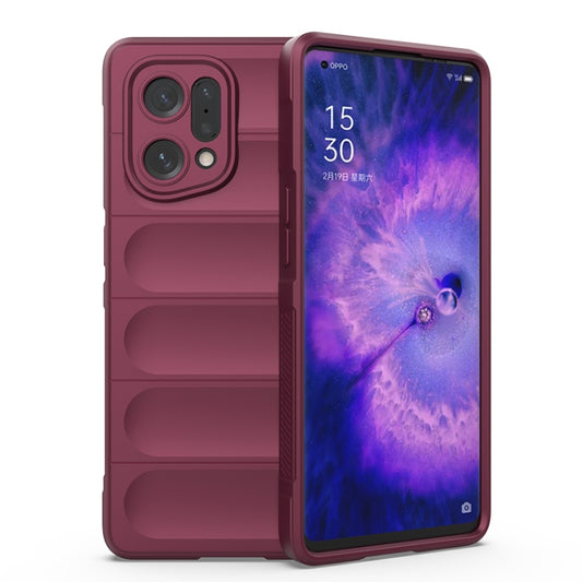 For OPPO Find X5 Magic Shield TPU + Flannel Phone Case(Wine Red) - OPPO Cases by buy2fix | Online Shopping UK | buy2fix