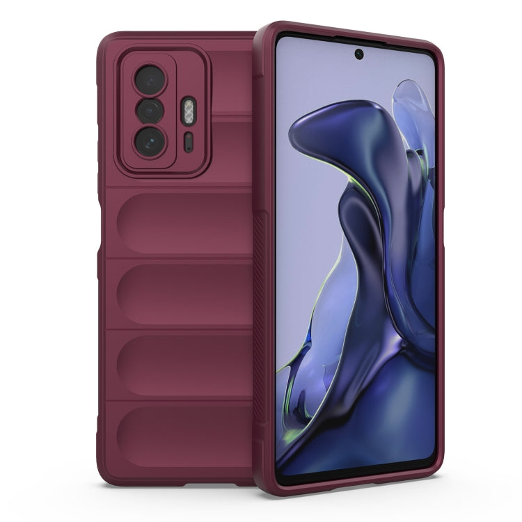 For Xiaomi 11T Magic Shield TPU + Flannel Phone Case(Wine Red) - Xiaomi Cases by buy2fix | Online Shopping UK | buy2fix