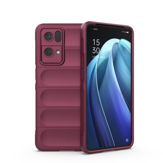 For OPPO Reno7 Pro 5G Magic Shield TPU + Flannel Phone Case(Wine Red) - OPPO Cases by buy2fix | Online Shopping UK | buy2fix