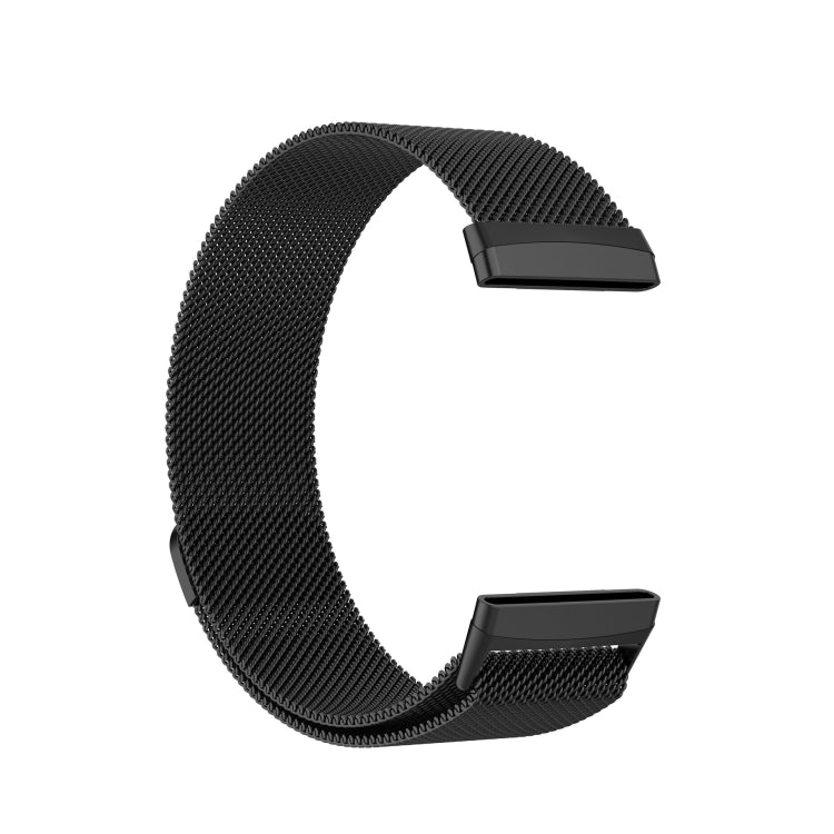For Fitbit  Versa 4 / 3 Milanese Magnetic Metal Weave Watchband, Large Size (Black) - Watch Bands by buy2fix | Online Shopping UK | buy2fix