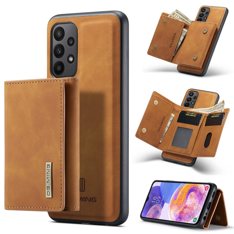 For Samsung Galaxy A23 5G DG.MING M1 Series 3-Fold Multi Card Wallet Phone Case(Brown) - Galaxy Phone Cases by DG.MING | Online Shopping UK | buy2fix