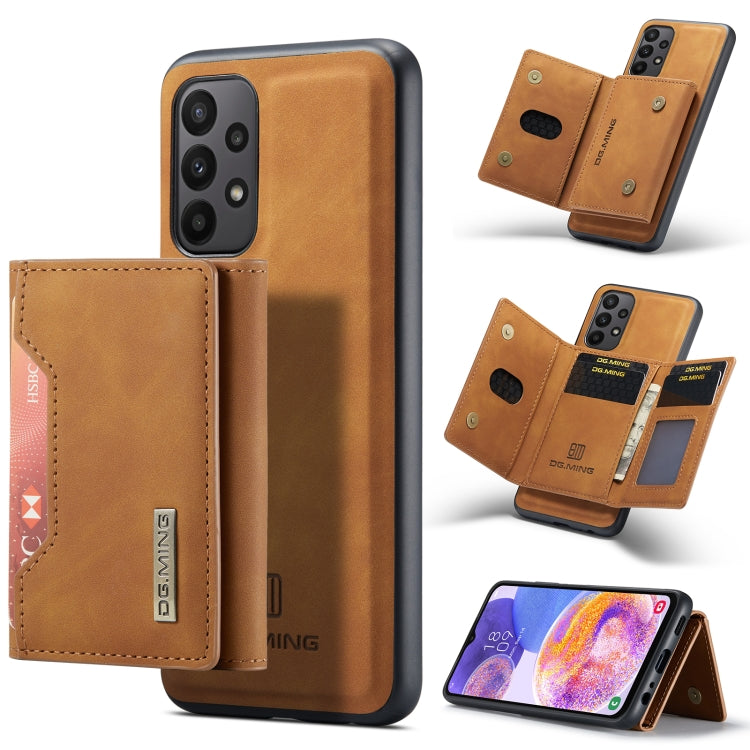 For Samsung Galaxy A23 5G DG.MING M2 Series 3-Fold Multi Card Bag Phone Case(Brown) - Galaxy Phone Cases by DG.MING | Online Shopping UK | buy2fix