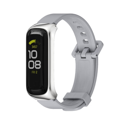 For Samsung Galaxy Fit 2 MIJOBS Metal Case Silicone Watch Band(Grey Silver) - Watch Bands by MIJOBS | Online Shopping UK | buy2fix