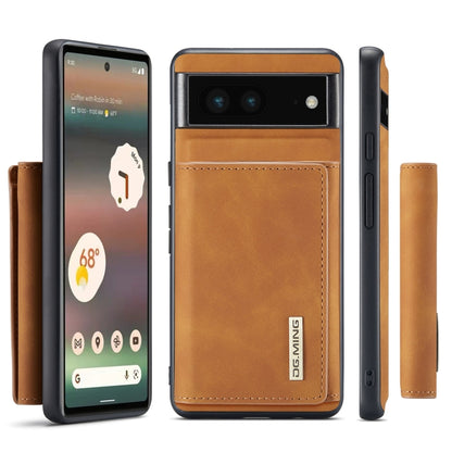 For Google Pixel 6A DG.MING M1 Series 3-Fold Multi Card Wallet + Magnetic Phone Case(Brown) - Google Cases by DG.MING | Online Shopping UK | buy2fix