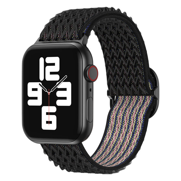 Wave Nylon Watch Band For Apple Watch Ultra 49mm&Watch Ultra 2 49mm / Series 9&8&7 45mm / SE 3&SE 2&6&SE&5&4 44mm / 3&2&1 42mm(Obsidian Black) - Watch Bands by buy2fix | Online Shopping UK | buy2fix