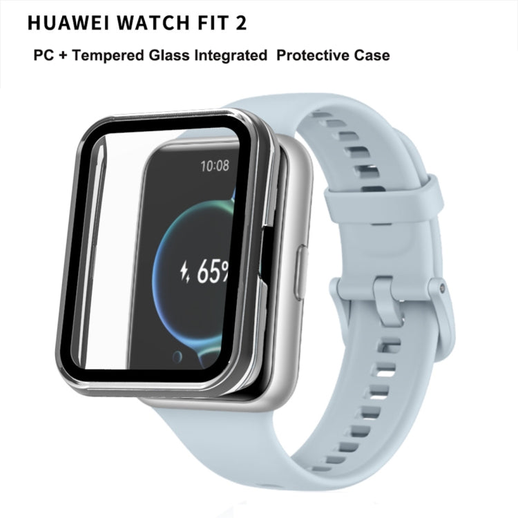 For Huawei Watch Fit 2 PC+ Toughened Film Fully Enclosed Protective Watch Case(Transparent White) - Watch Cases by buy2fix | Online Shopping UK | buy2fix