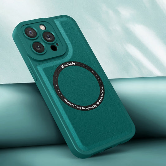 For iPhone 11 Pro Max Magsafe Magnetic Plain Leather Phone Case (Dark Green) - iPhone 11 Pro Max Cases by buy2fix | Online Shopping UK | buy2fix