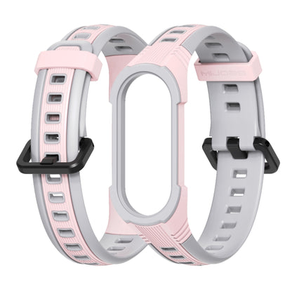 For Xiaomi Mi Band 5 / 6 / 7 MIJOBS Unibody Two-color Silicone Watch Band(Pink Grey) - Watch Bands by MIJOBS | Online Shopping UK | buy2fix