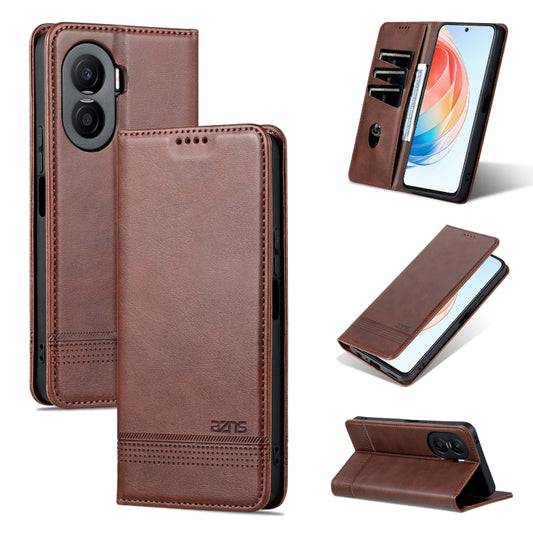 For Honor X40i AZNS Magnetic Calf Texture Flip Leather Phone Case(Dark Brown) - Honor Cases by AZNS | Online Shopping UK | buy2fix