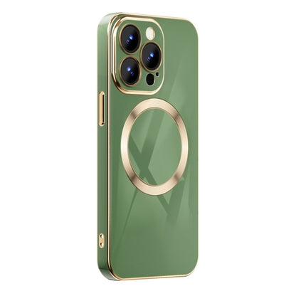 For iPhone 12 6D Gold Plated Magsafe Magnetic Phone Case(Green) - iPhone 12 / 12 Pro Cases by buy2fix | Online Shopping UK | buy2fix