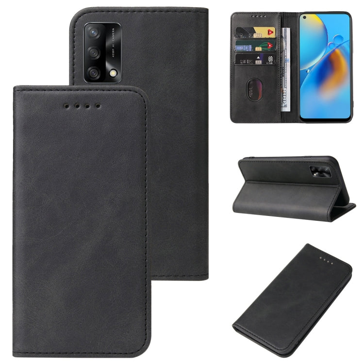 For OPPO A74 4G Magnetic Closure Leather Phone Case(Black) - OPPO Cases by buy2fix | Online Shopping UK | buy2fix