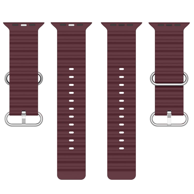 Ocean Silicone Watch Band For Apple Watch Ultra & Watch Ultra 2 49mm / Series 9&8&7 45mm / SE 3&SE 2&6&SE&5&4 44mm (Wine Red) - Watch Bands by buy2fix | Online Shopping UK | buy2fix