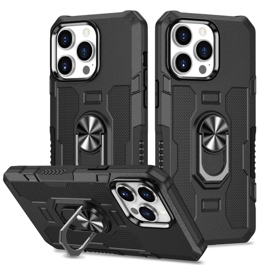 For iPhone 13 Pro Max Ring Holder Armor Hybrid Phone Case (Black) - iPhone 13 Pro Max Cases by buy2fix | Online Shopping UK | buy2fix