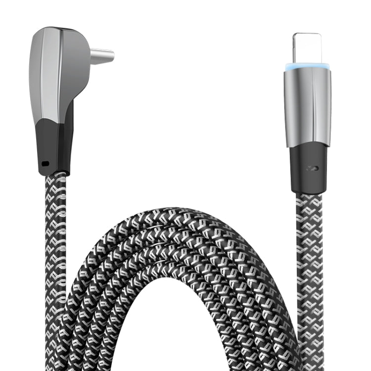 3A USB-C/Type-C to 8 Pin Elbow Fast Charge Data Cable, Length:1.2m(Grey) - 2 in 1 Cable by buy2fix | Online Shopping UK | buy2fix