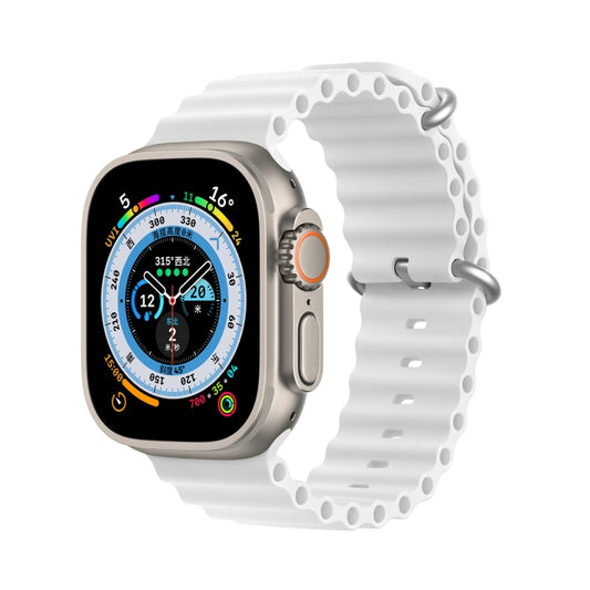 DUX DUCIS Sea Wave Silicone Watch Band For Apple Watch Series 8&7 41mm / SE 2&6&SE&5&4 40mm / 3&2&1 38mm(White) - Watch Bands by DUX DUCIS | Online Shopping UK | buy2fix