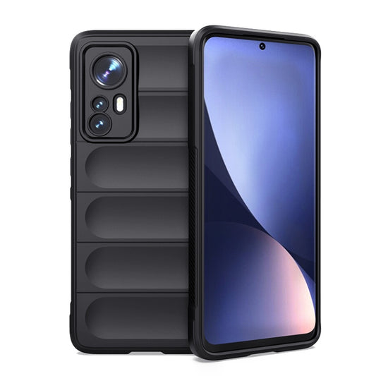 For Xiaomi 12 Magic Shield TPU + Flannel Phone Case(Black) - Xiaomi Cases by buy2fix | Online Shopping UK | buy2fix