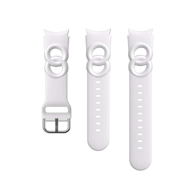 For Samsung Galaxy Watch 5 40mm / 44mm Hollowed Double Loop Silicone Watch Band(White) - Watch Bands by buy2fix | Online Shopping UK | buy2fix