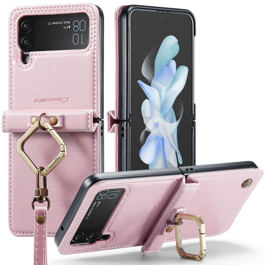 For Samsung Galaxy Z Flip4 CaseMe 003 Crazy Horse Texture Leather Phone Case with Lanyard(Rose Gold) - Galaxy Z Flip4 5G Cases by CaseMe | Online Shopping UK | buy2fix