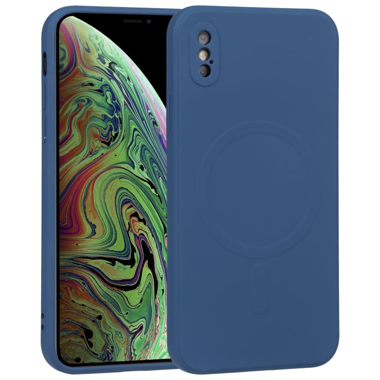 For iPhone X / XS Liquid Silicone Full Coverage Shockproof Magsafe Phone Case(Dark Blue) - More iPhone Cases by buy2fix | Online Shopping UK | buy2fix