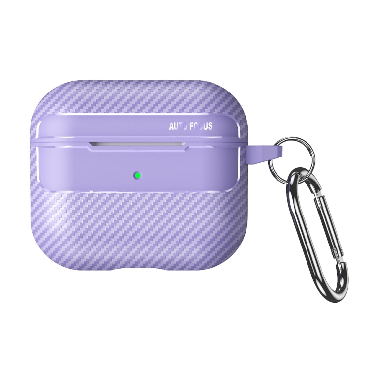 For AirPods 3 Carbon Fiber Texture Anti-fall Earphone Protective Case(Purple) - For AirPods 3 by buy2fix | Online Shopping UK | buy2fix