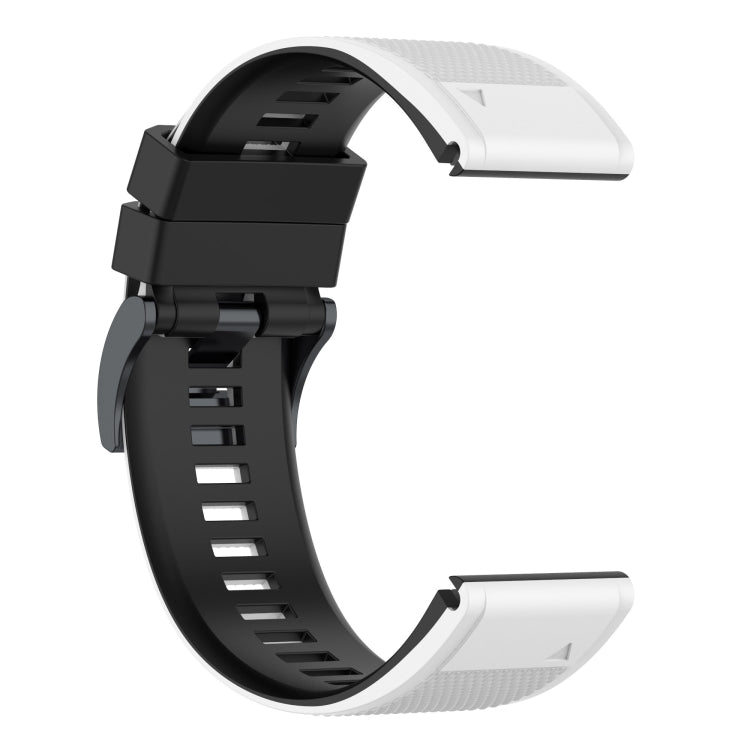 For Garmin Fenix 7 Two-color Silicone Watch Band(White Black) - Watch Bands by buy2fix | Online Shopping UK | buy2fix