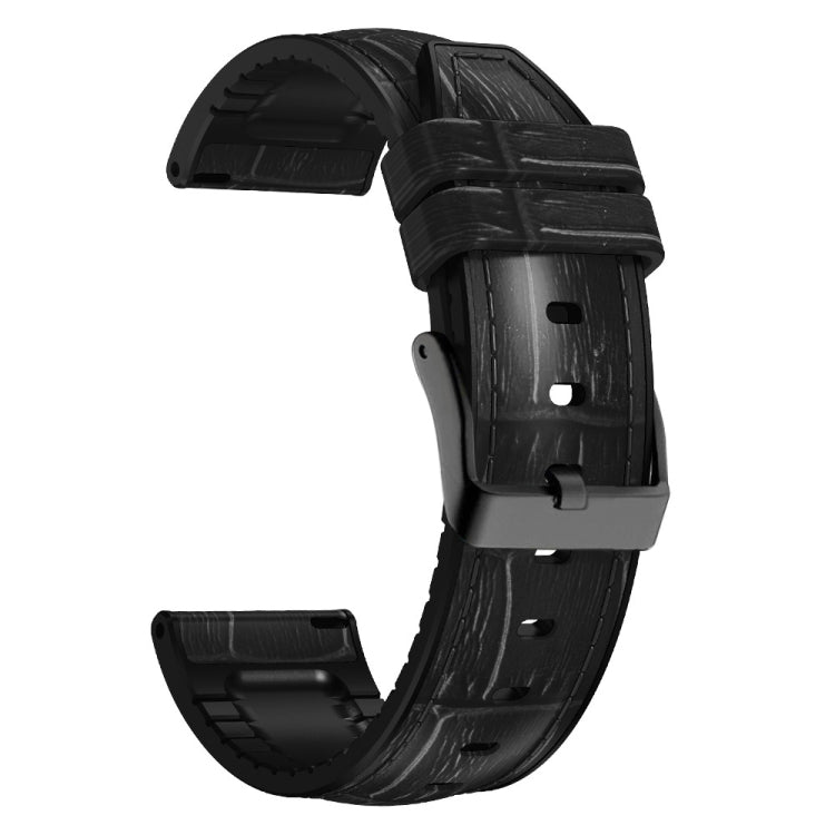 For Huawei GT 3 Pro 46mm Bamboo Joint Texture Silicone Leather Watch Band(Black) - Watch Bands by buy2fix | Online Shopping UK | buy2fix