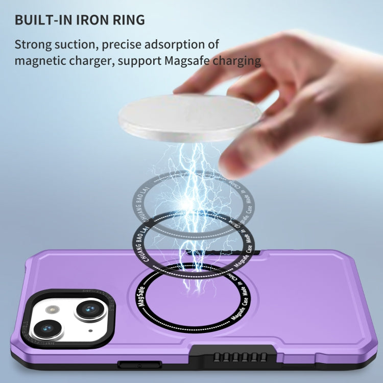 For iPhone 14 Plus MagSafe Shockproof Armor Phone Case(Purple) - iPhone 14 Plus Cases by buy2fix | Online Shopping UK | buy2fix