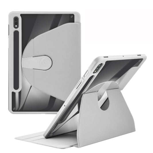 For Samsung Galaxy Tab A8 10.5 2021 Acrylic 360 Degree Rotation Holder Tablet Leather Case(Grey) - Other Galaxy Tab PC by buy2fix | Online Shopping UK | buy2fix