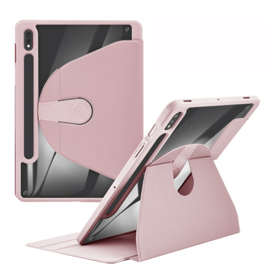 For Samsung Galaxy Tab S6 Lite 2022/P613/P619 / S6 Lite 10.4/P610/P615 Acrylic 360 Degree Rotation Holder Tablet Leather Case(Baby Pink) - Tab S6 Lite P610 / P615 by buy2fix | Online Shopping UK | buy2fix