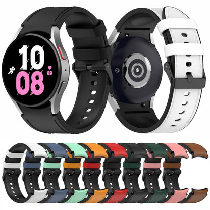 For Samsung Galaxy Watch5 44mm / 40mm Silicone Leather Black Buckle Watch Band, Size:L(Black) - Watch Bands by buy2fix | Online Shopping UK | buy2fix