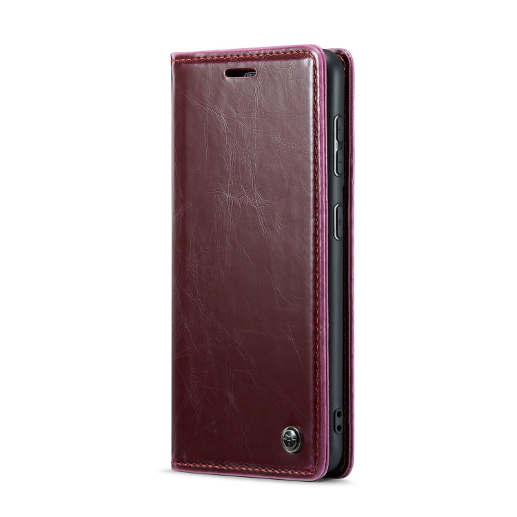 For Samsung Galaxy S21 FE 5G CaseMe 003 Crazy Horse Texture Leather Phone Case(Wine Red) - Galaxy Phone Cases by CaseMe | Online Shopping UK | buy2fix