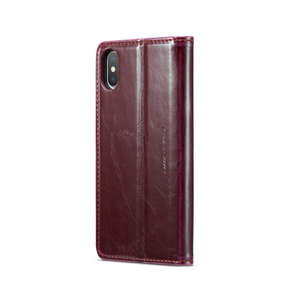 For iPhone XS Max CaseMe 003 Crazy Horse Texture Leather Phone Case(Wine Red) - More iPhone Cases by CaseMe | Online Shopping UK | buy2fix