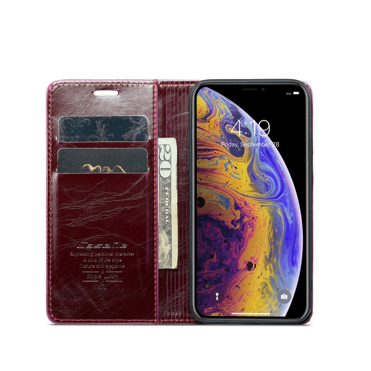 For iPhone XS Max CaseMe 003 Crazy Horse Texture Leather Phone Case(Wine Red) - More iPhone Cases by CaseMe | Online Shopping UK | buy2fix