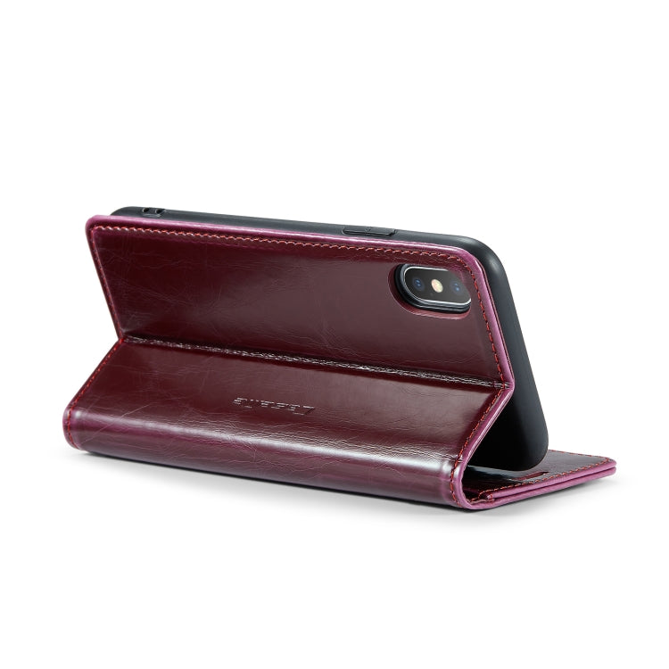 For iPhone XS Max CaseMe 003 Crazy Horse Texture Leather Phone Case(Wine Red) - More iPhone Cases by CaseMe | Online Shopping UK | buy2fix